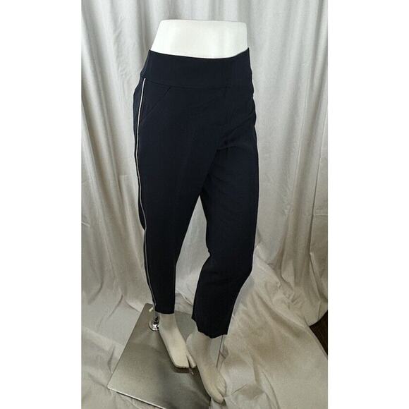 Ann Taylor Cropped Crepe Pant, Navy, Side Stripes Sz: 8, 52-07 - Picture 5 of 15